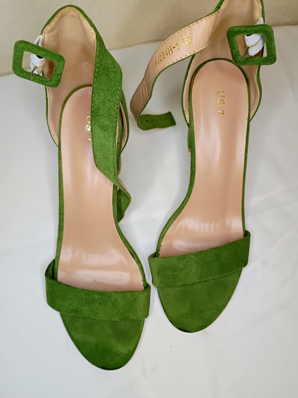 Green Suede Ankle-Strap Women's Sandals